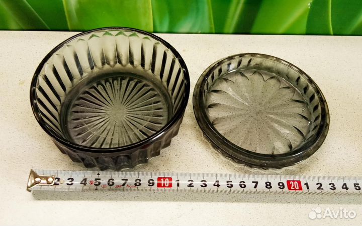 Лимонница и сахарница. Цветное стекло. СССР