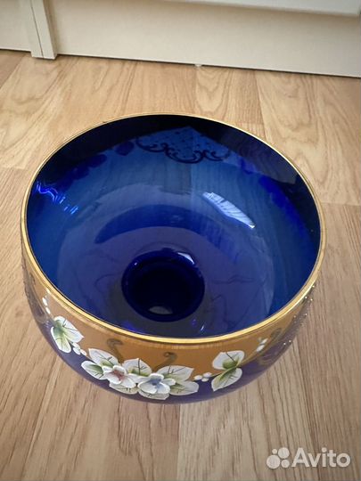 Ваза для фруктов цветной хрусталь