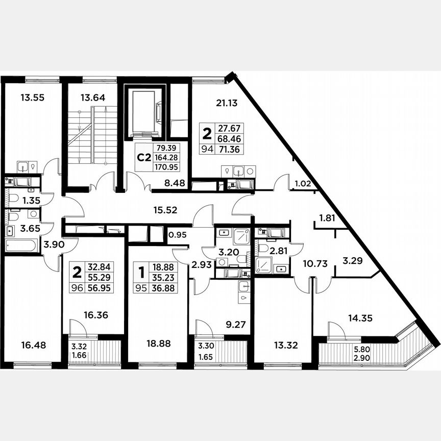 2-к. квартира, 73,4 м², 4/14 эт.