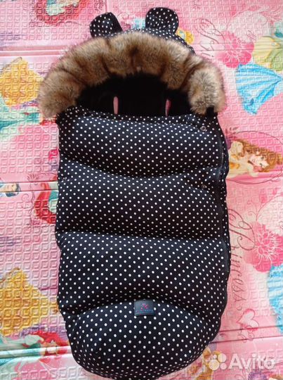 Зимний меховой конверт в коляску или санки