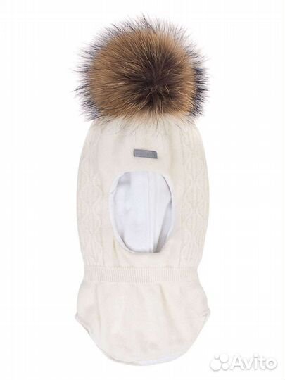 Шапка шлем розовый зимний р.54 натур.помпон