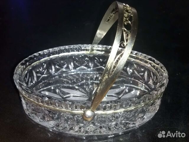 Конфетница СССР,хрусталь,мельхиор(скань).70-е года
