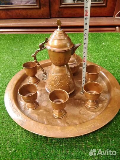 Набор на подносе медь