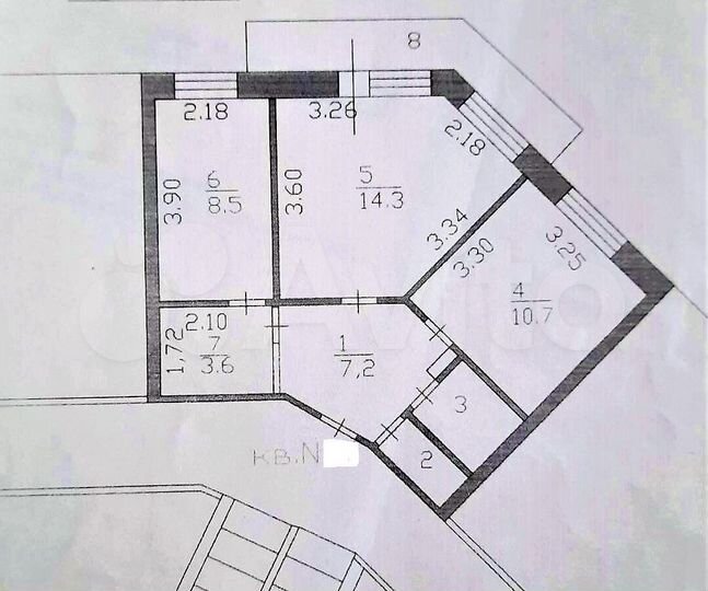 2-к. квартира, 48 м², 5/5 эт.