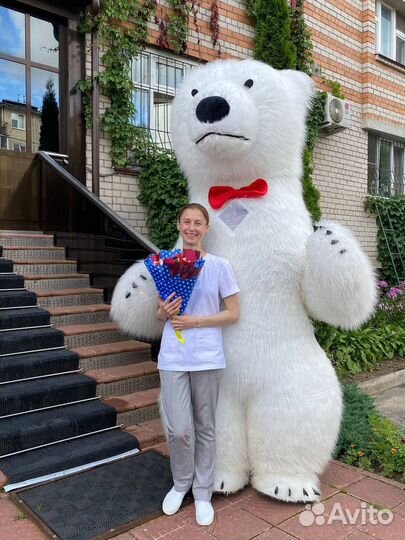Белый мишка костюм,надувной