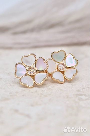 Серьги chopard happy hearts flowers