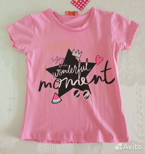 Футболка розовая для девочки 116 рост, новая