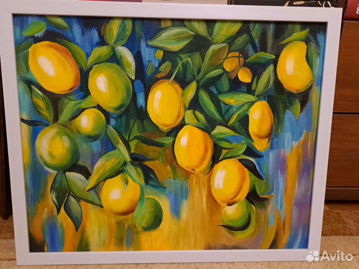 Картина маслом на холсте лимоны