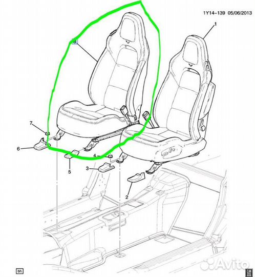 Сидение правое Chevrolet Corvette LT1 2014