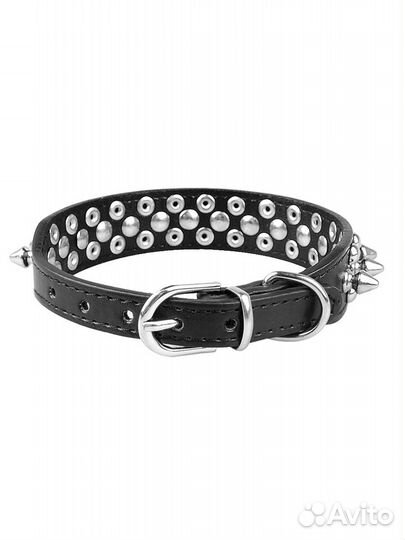 Ошейник для собак, кожаный с шипами