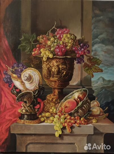 Картина маслом, Старинный Натюрморт с наутилусом