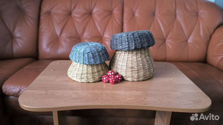 Корзинка плетеная с крышкой в форме гриба