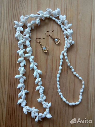 Ожерелье ракушки и серьги
