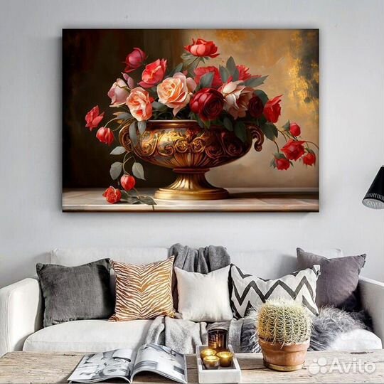 Картина натюрморт с цветами Золотые мгновения