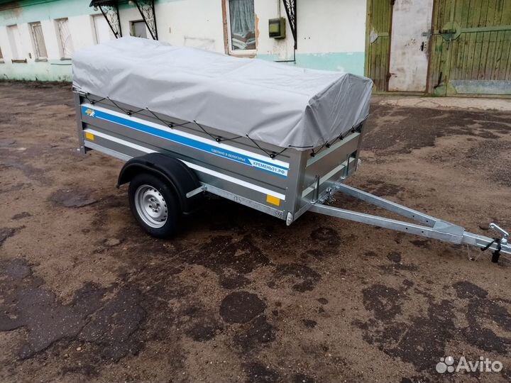 Прицеп Кремень 225х130х50 с тентом и колесами