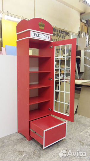 Красная Телефонная Будка Шкаф в детскую London-12