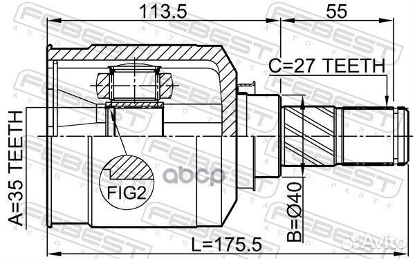 ШРУС внутренний левый 35x40x27 (mitsubishi