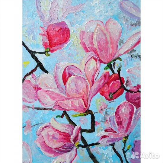 Картина Цветы Магнолия маслом цветущая весна