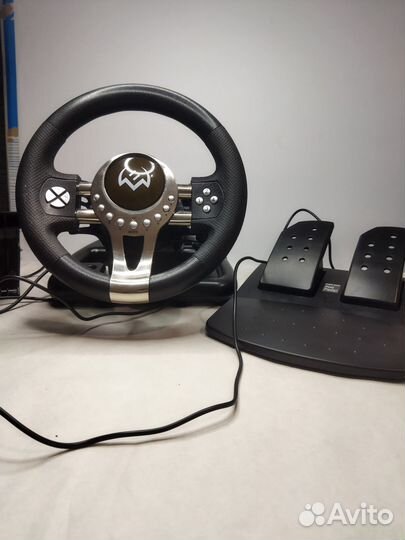 Игровой руль с ручником и педали