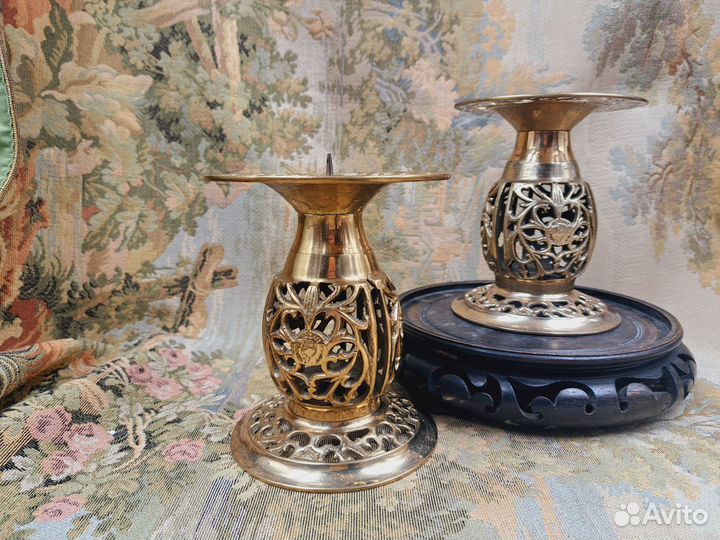 Подсвечники винтажные латунные, пара