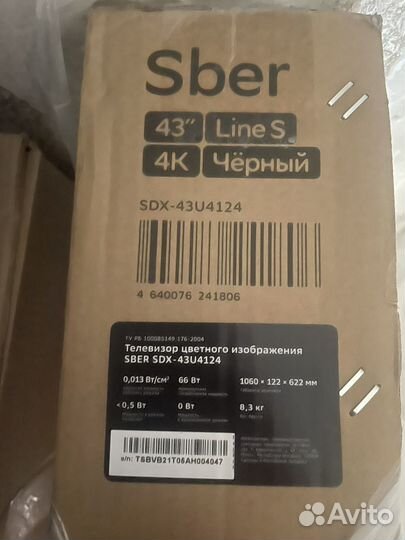 Телевизор sber sdx 43u4124, 43 109 см