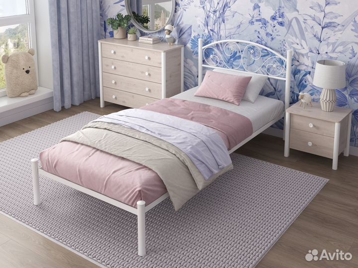 Кровать односпальная металлическая