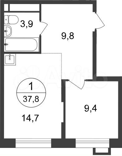 1-к. квартира, 37,8 м², 16/20 эт.