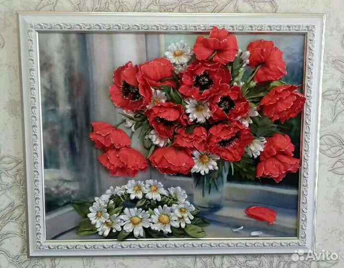 Картины вышитые лентами