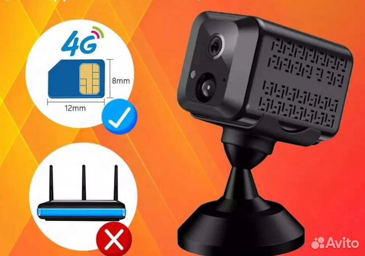 Мини камера Р3 видеонаблюдения, 4G с сим картой