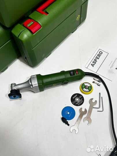 Угловой гравер с усиленным валом в кейсе