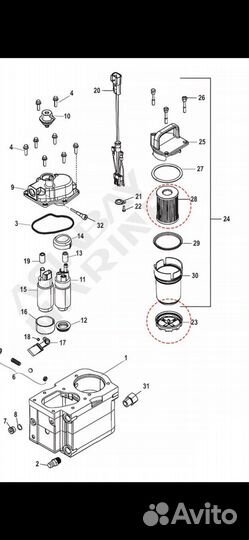 Топливный фильтр Mercruiser комплект