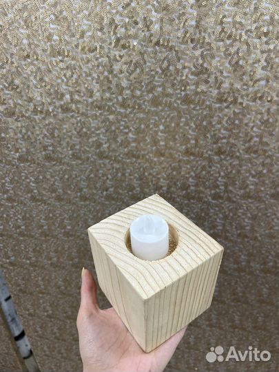 Деревянные подсвечники под электронную свечу