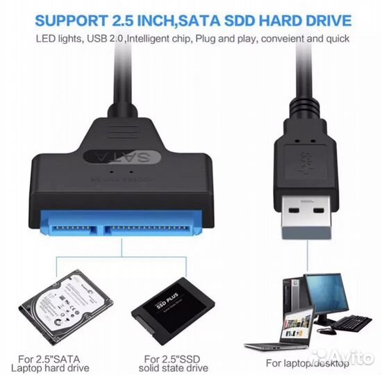 Переходники USB 2.0/Type-C/USB 3.0-Sata/hdmi-VGA