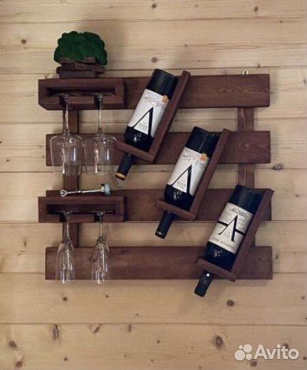 Полка для вина (винница) из массива дерева