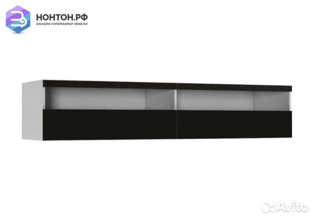 Тумба под тв Флорис черный глянец / белый