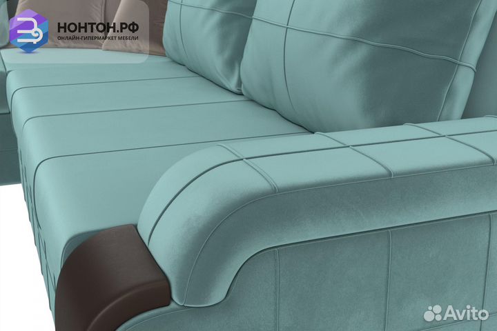 Диван угловой дельфин Николь велюр бирюзовый