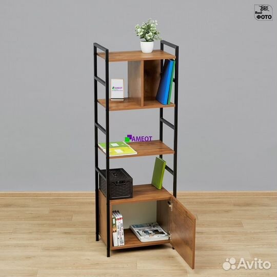 Стеллаж - шкаф с дверью Сусар 4Т на металлокаркасе