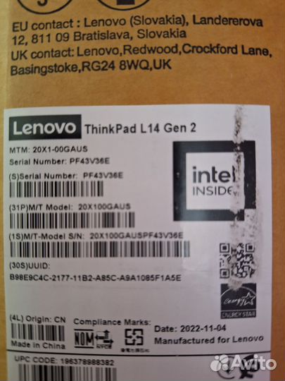 Ноутбук lenovo thinkpad L14 Gen2