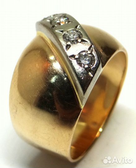 Золотое кольцо "Чалма" 583 пр с бриллиантами, СССР купить в Москве