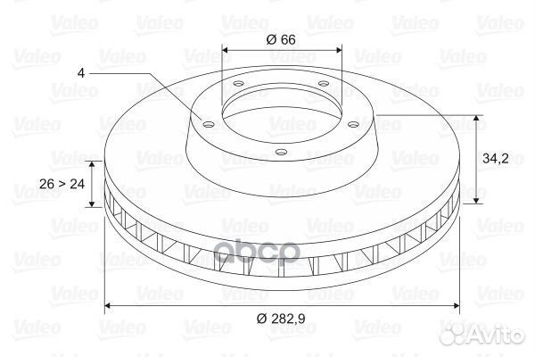 Диск тормозной Перед 297693 Valeo