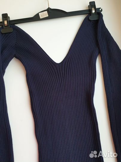 Платье лапша мини синего цвета