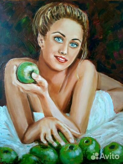 Картина маслом на холсте, портрет девушки