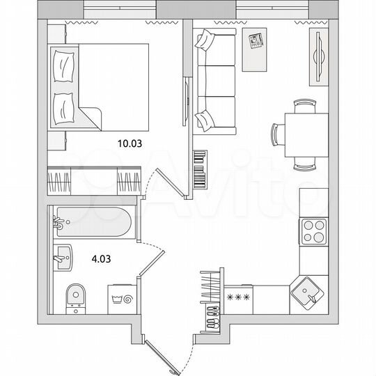 1-к. квартира, 33,6 м², 2/17 эт.
