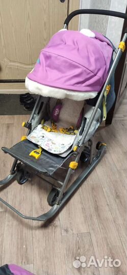 Детские санки коляска с колесами