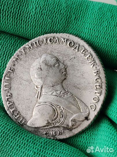 1 рубль 1762 СПБ-нк гурт шнур вправо Петр 3