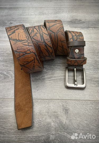 Кожаный ремень в цвете орех лофт