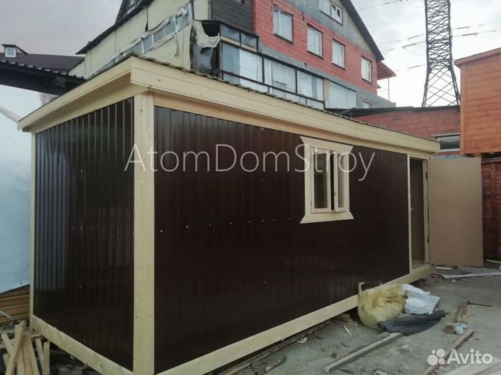 Вагончик бытовка строительная с установкой