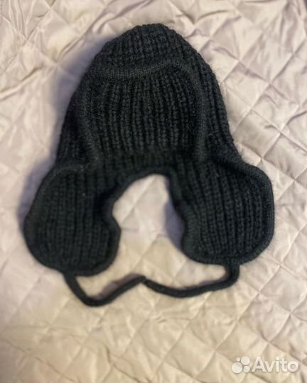 Шапка ушанка черная из пуха норки
