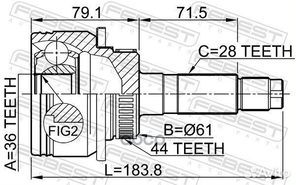 ШРУС наружный (36X61X28) mazda BT-50 06-11, ford