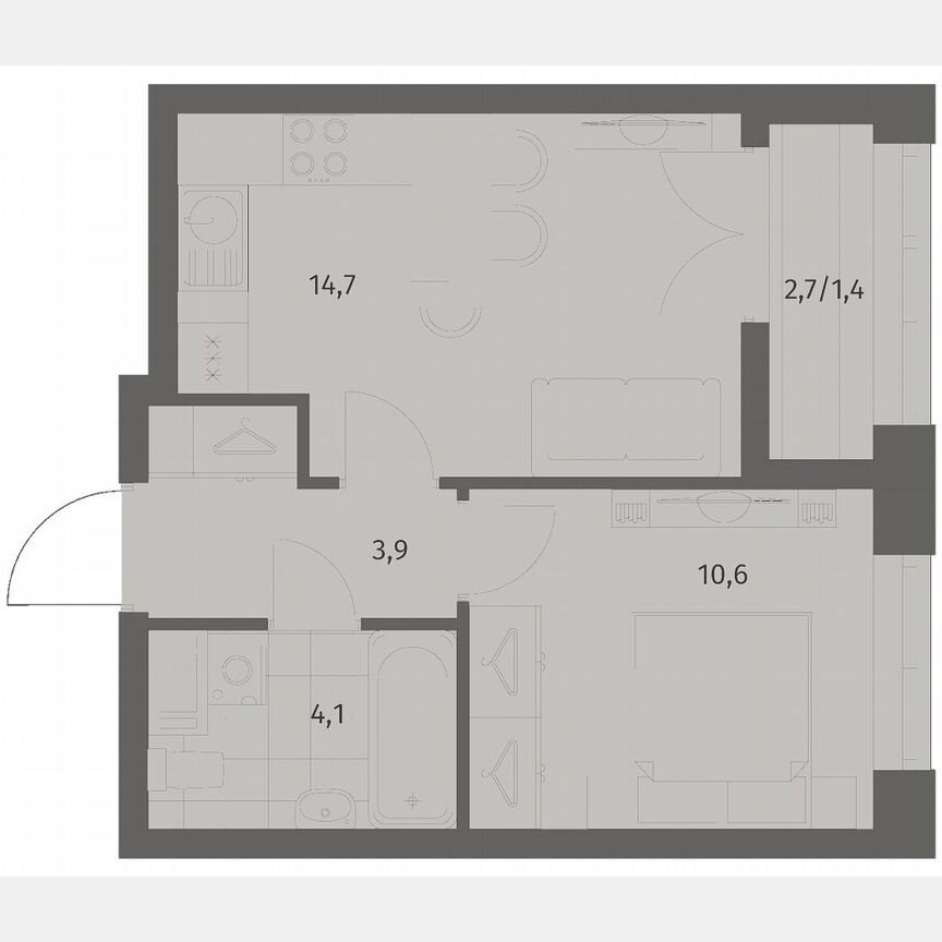 1-к. квартира, 34,7 м², 5/11 эт.